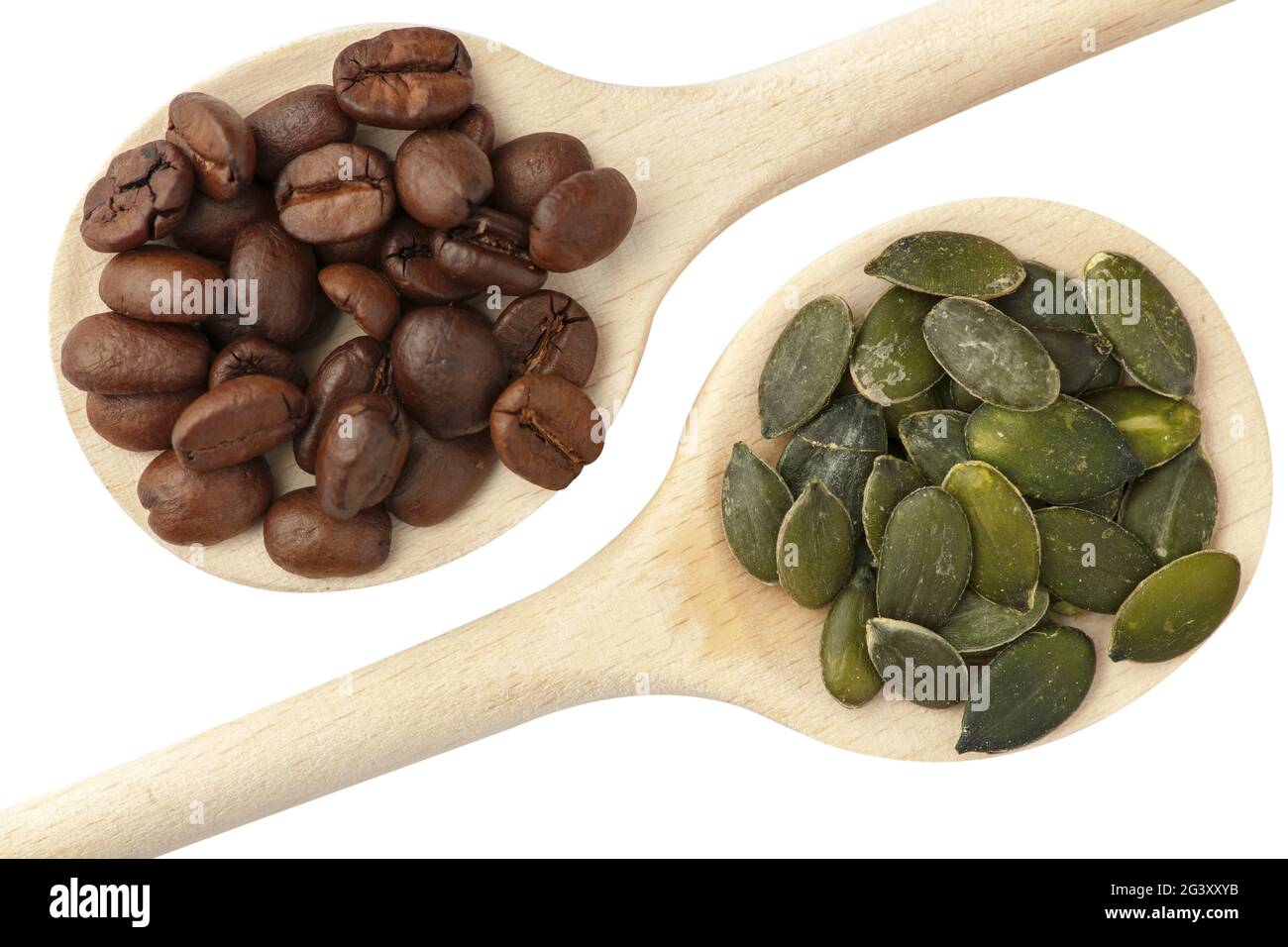 Coffee beans and pumpkin seeds Stock Photo