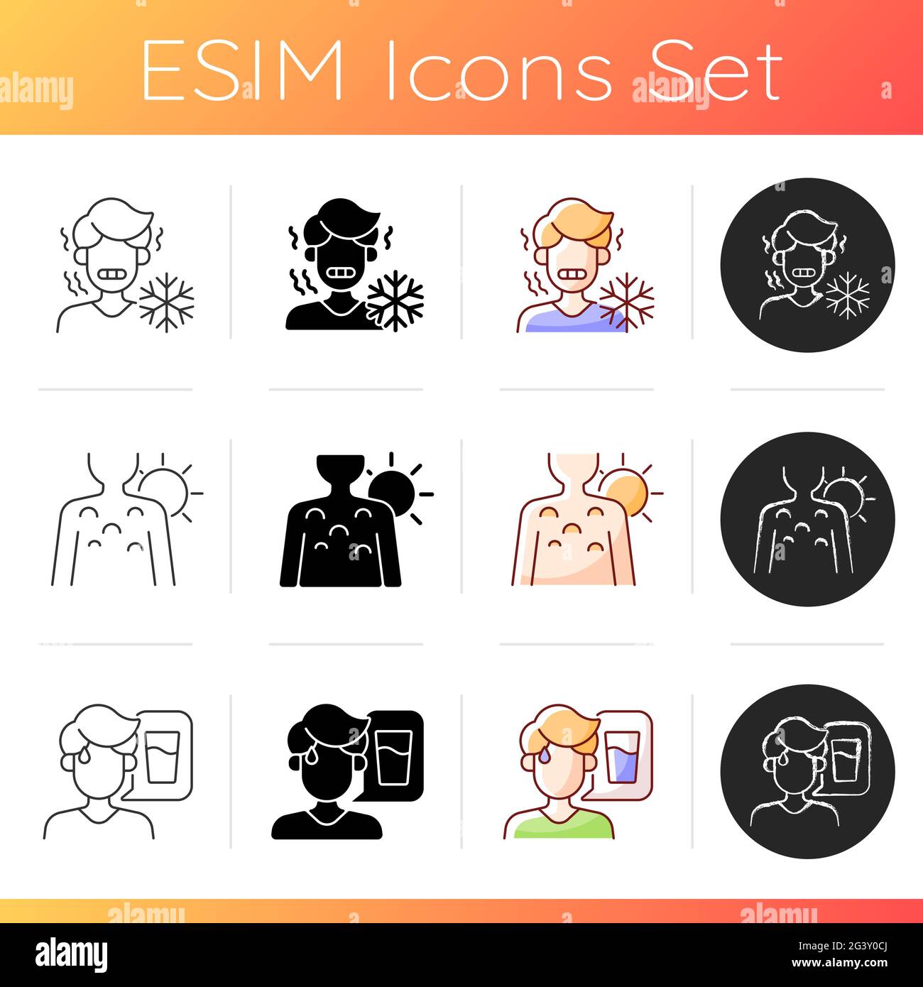 Heatstroke prevention icons set Stock Vector Image & Art - Alamy
