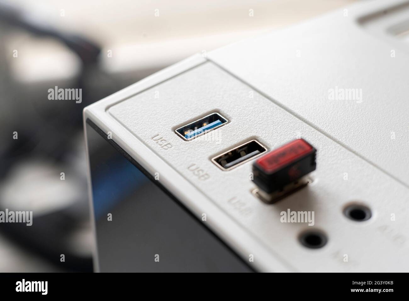 macro view of the usb 3.0 data connection, inserting the wire port ...