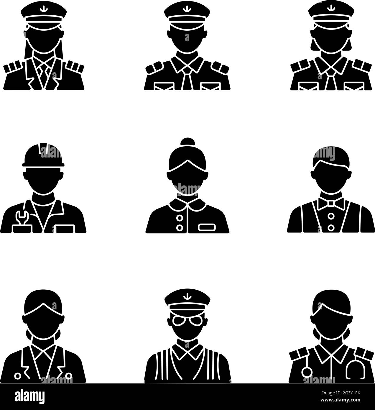 Ship staff black glyph icons set on white space Stock Vector Image ...