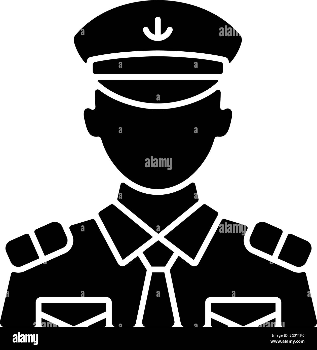 Male chief officer black glyph icon Stock Vector