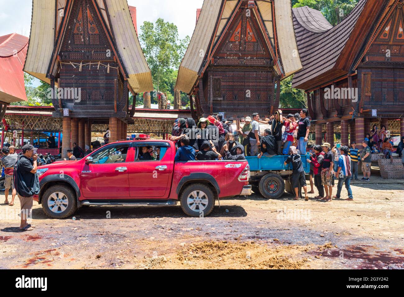 Start of the funeral after the festivities in Tana Toraja on Sulawesi Stock Photo