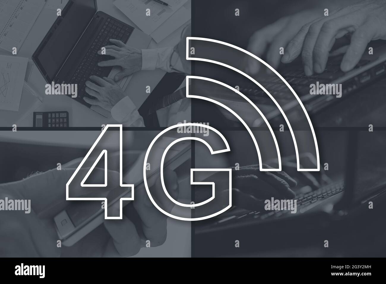 4g network concept illustrated by pictures on background Stock Photo ...