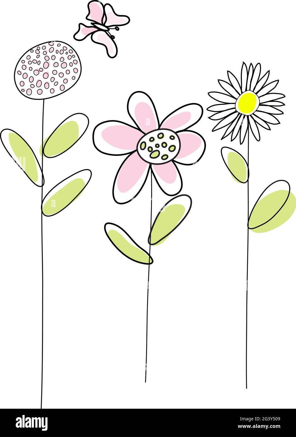 Doodle Sketch Flower With Color Fill Simple Design Suitable For Making Greeting Cards Vector Illustration Stock Vector Image Art Alamy