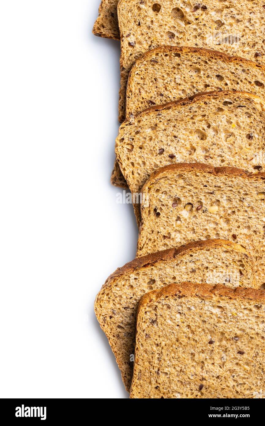 Sliced wholegrain bread isolated on white background Stock Photo - Alamy