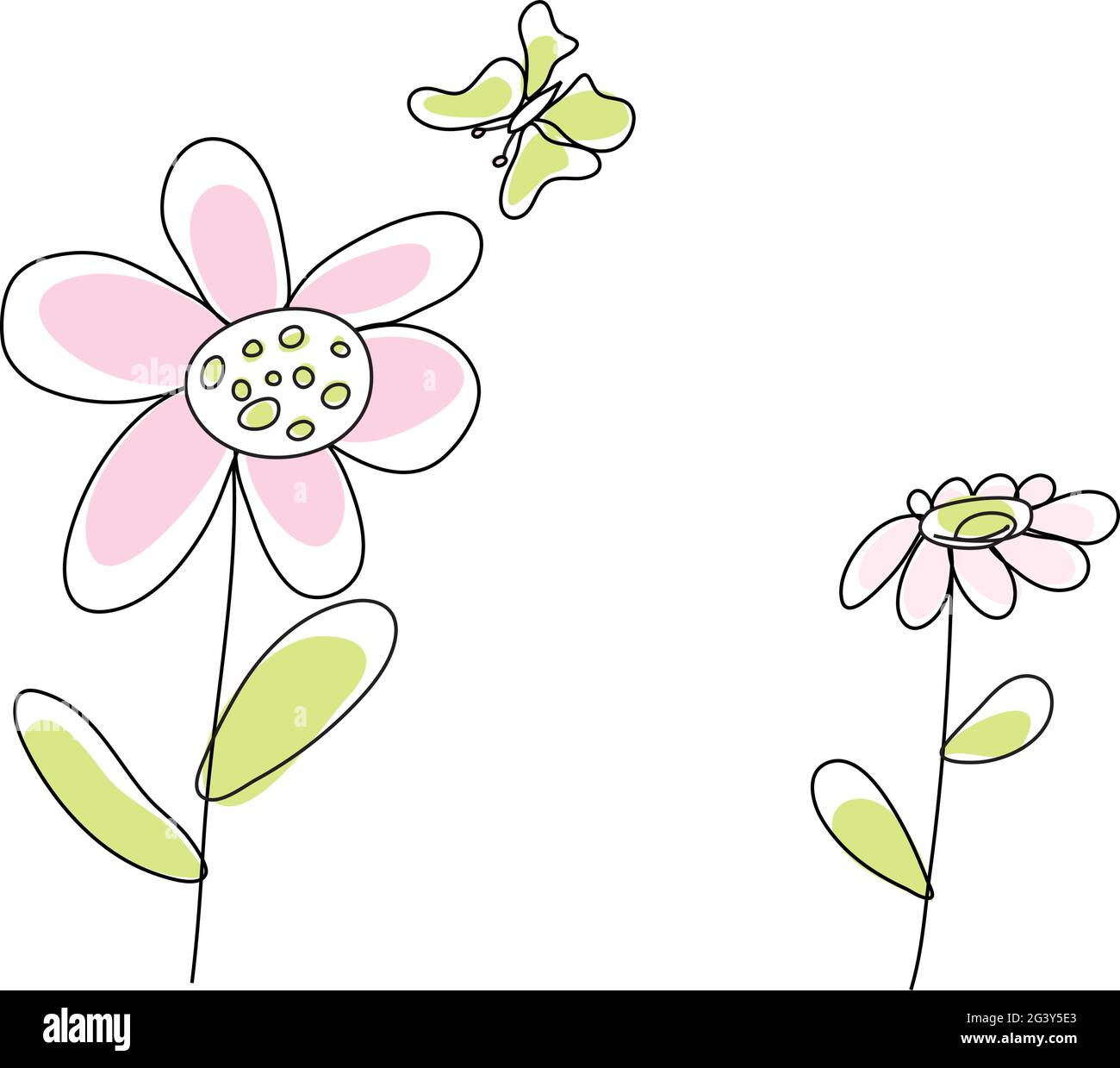 Doodle sketch flower with color fill. Simple design suitable for making ...