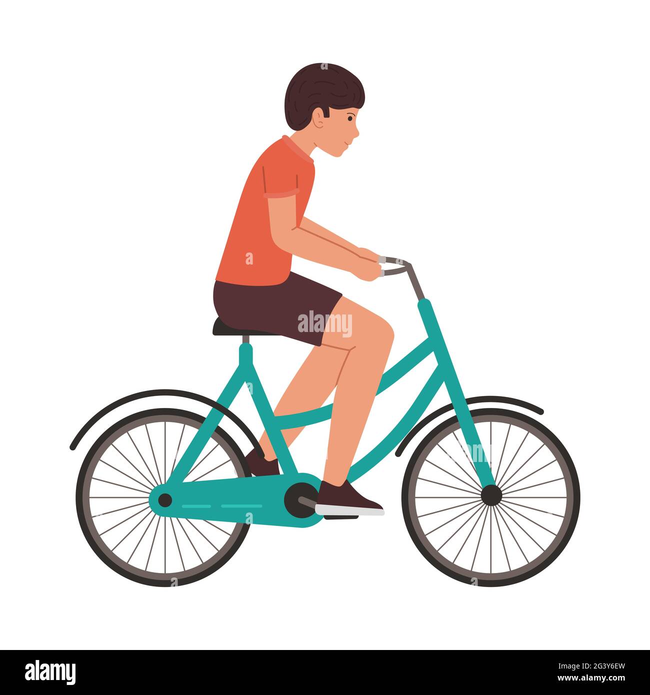 Boy rides a bike vector illustration isolated on white background Stock ...