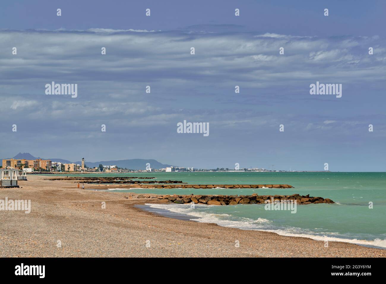 Gazebo at Moncofa beach Costa del Azahar in the province of Castellon, Spain, Europe Stock Photo