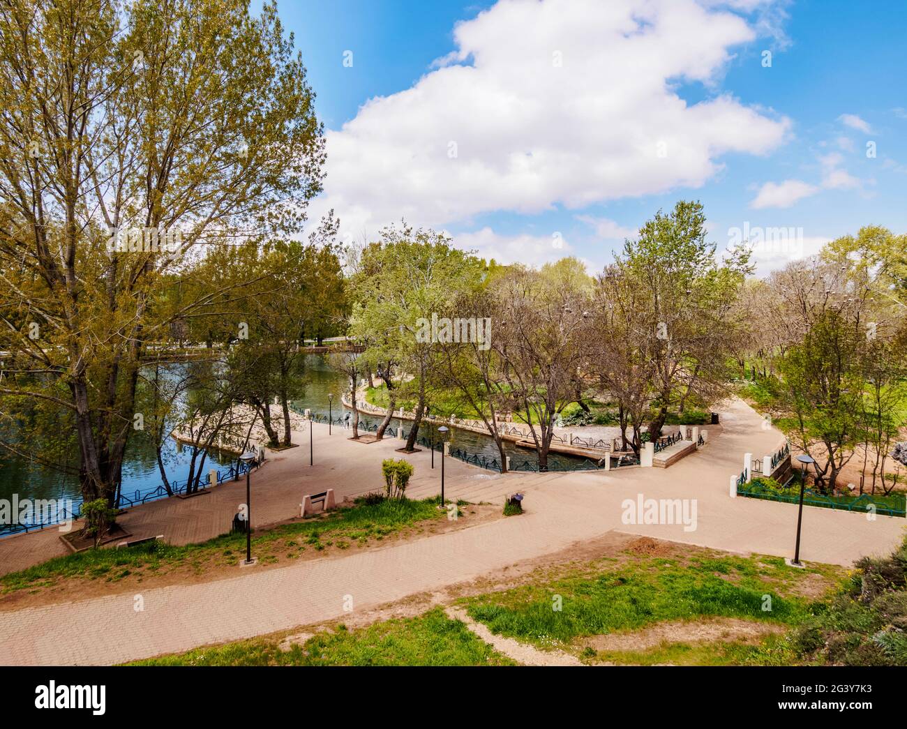 Park in Ifrane, coldest place in Africa, Middle Atlas, Fez-Meknes Region, Morocco Stock Photo