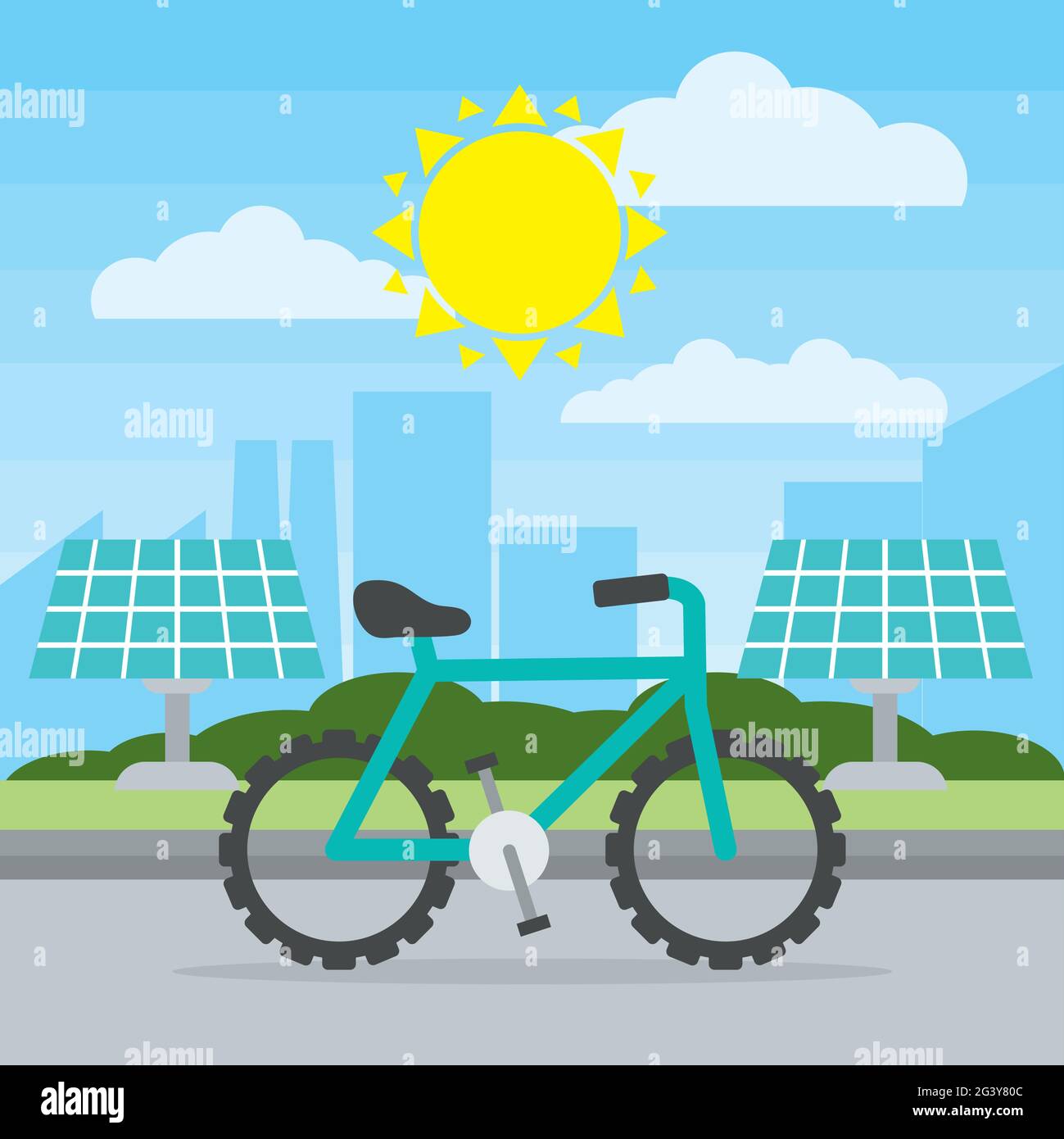 renewable energy illustration with eco bike Stock Vector Image & Art Alamy