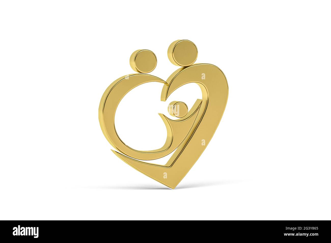 Golden 3d heart icon isolated on white background - 3d render Stock ...