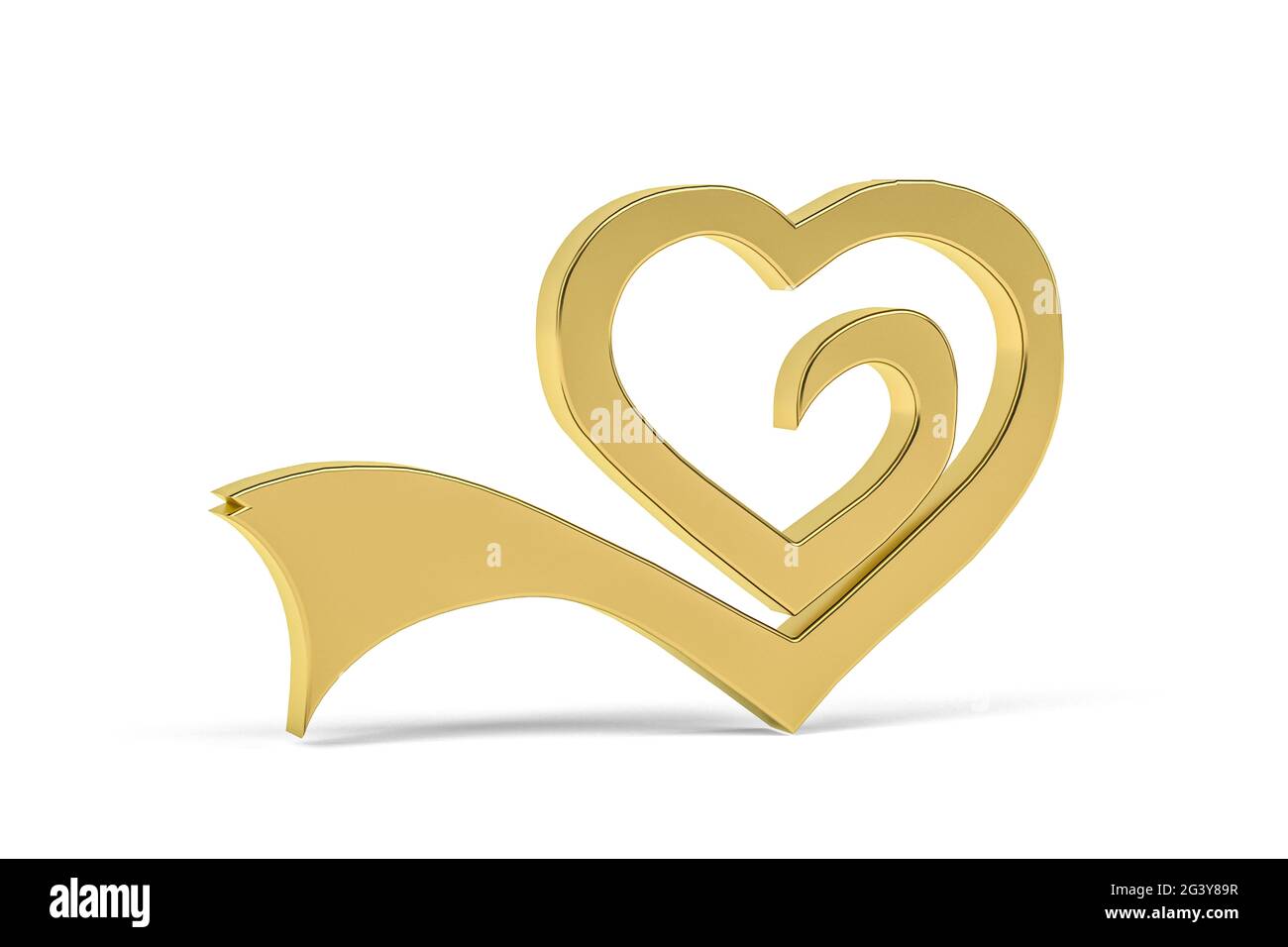 Golden 3d heart icon isolated on white background - 3d render Stock ...