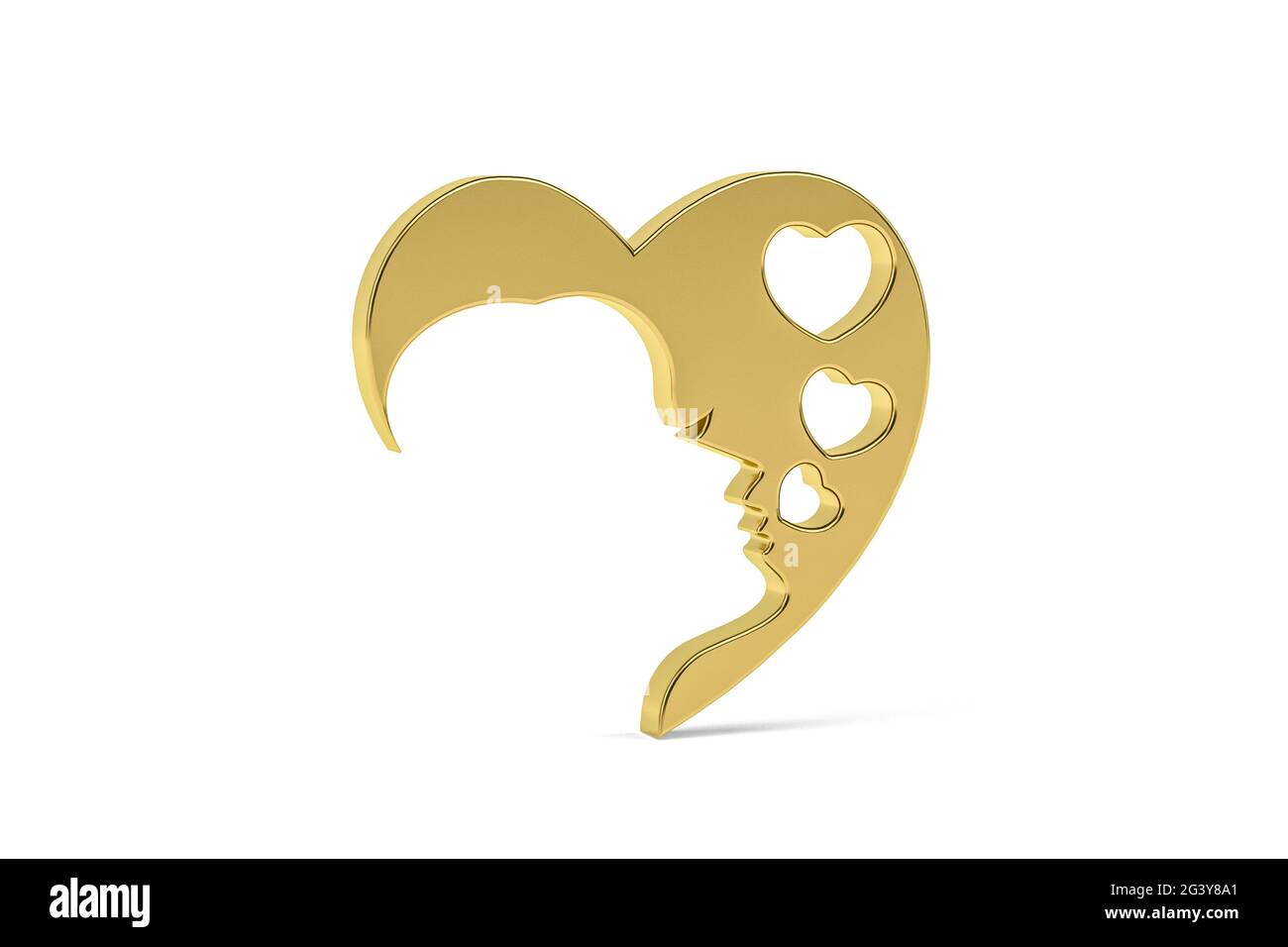 Golden 3d heart icon isolated on white background - 3d render Stock ...
