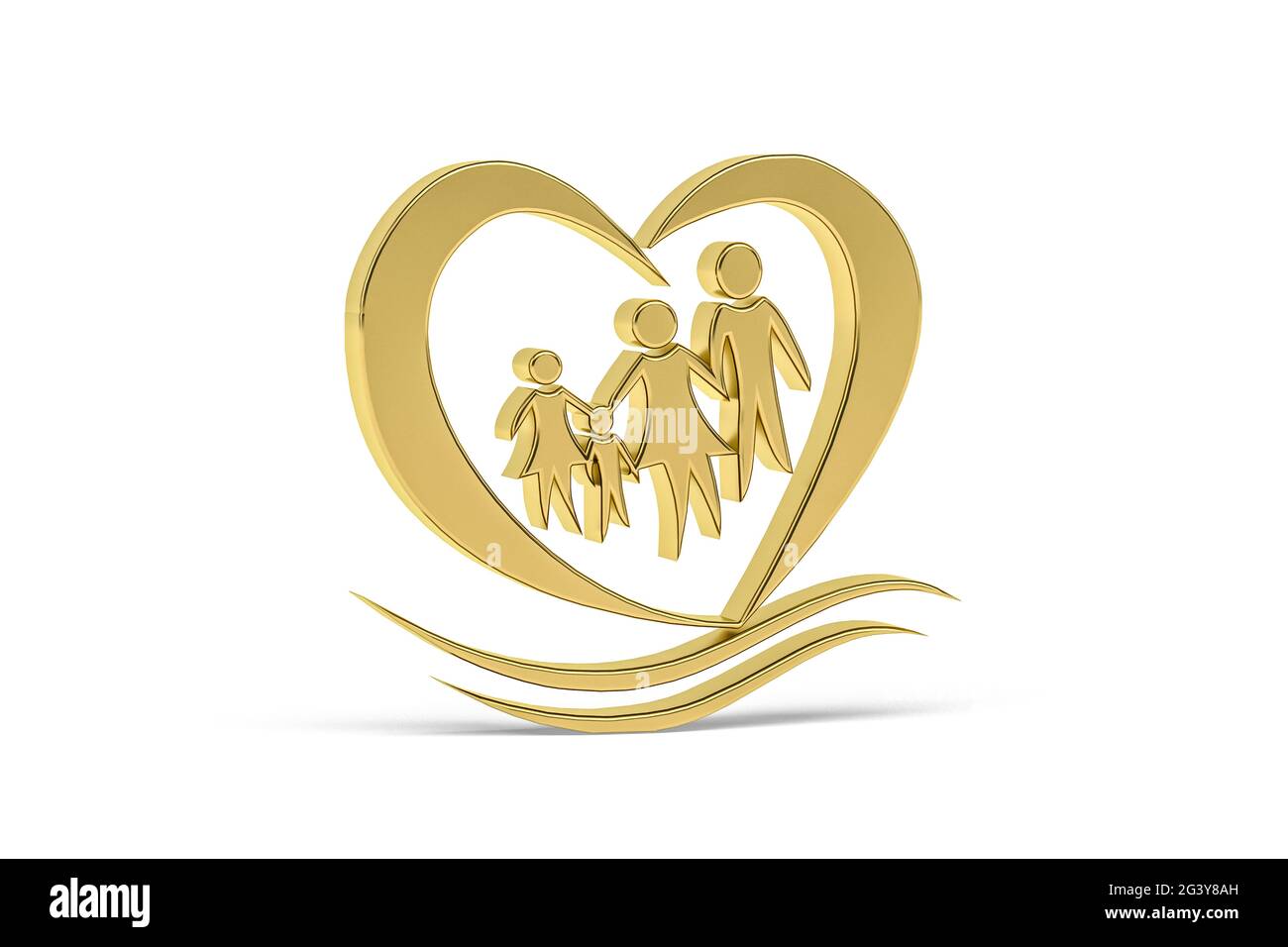 Golden 3d heart icon isolated on white background - 3d render Stock ...
