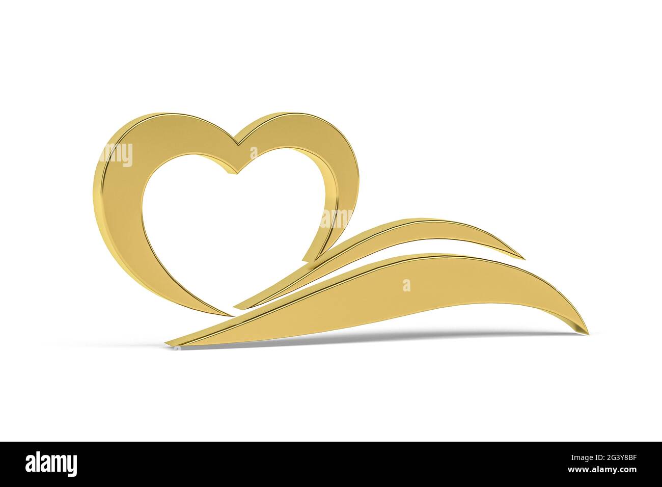 Golden 3d heart icon isolated on white background - 3d render Stock ...