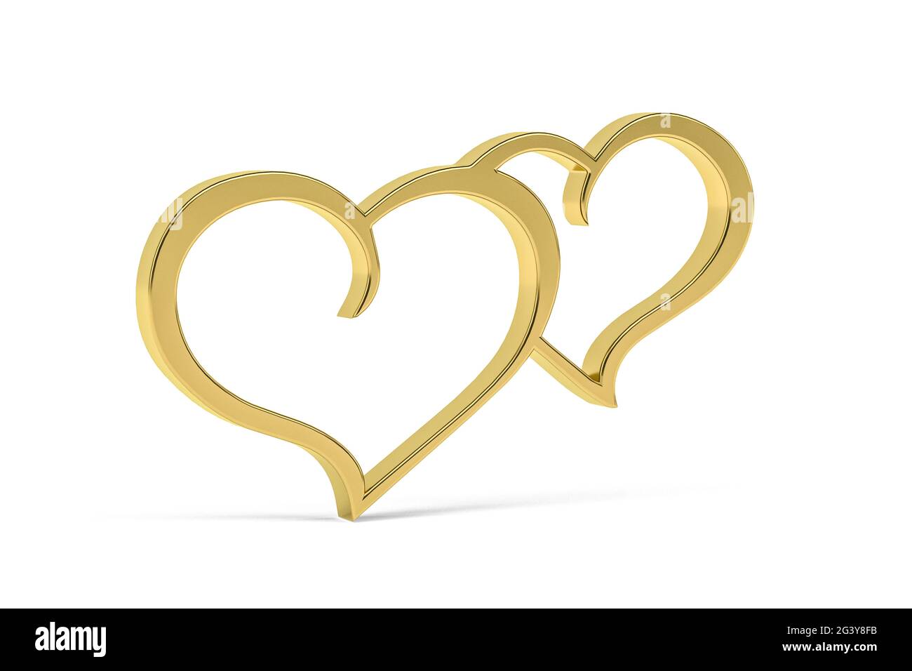 Golden 3d heart icon isolated on white background - 3d render Stock ...