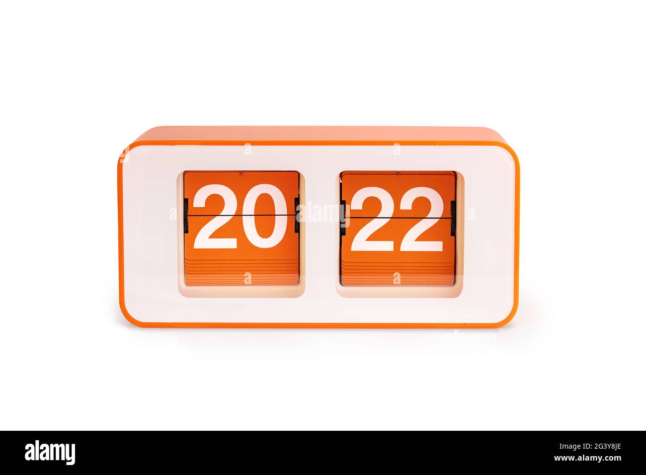 Retro Flip clock with 2022 number isolated on white background. New year concept Stock Photo