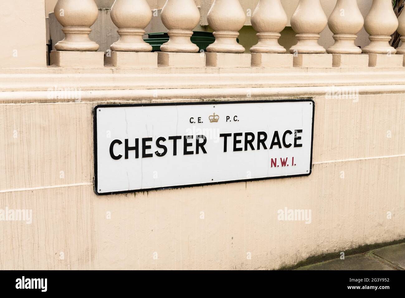 Chester Terrace, Road Name Board, London NW1 Stock Photo