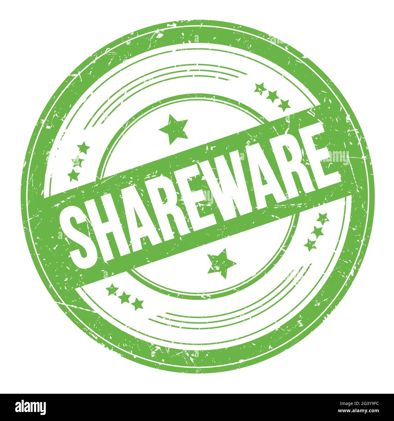 SHAREWARE text on green round grungy texture stamp Stock Photo - Alamy