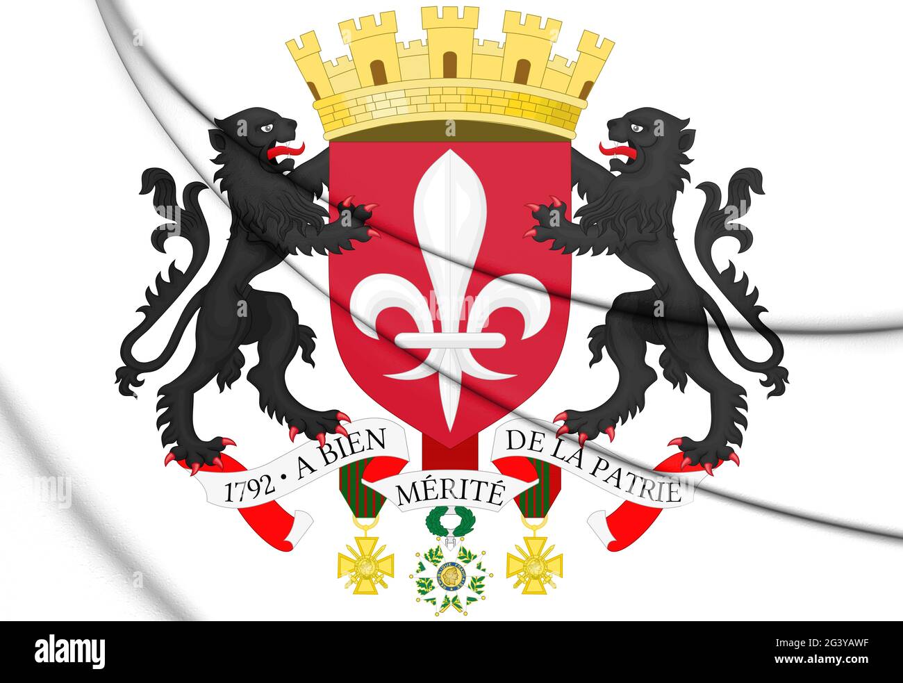 3D Lille coat of arms, France. 3D Illustration. Stock Photo