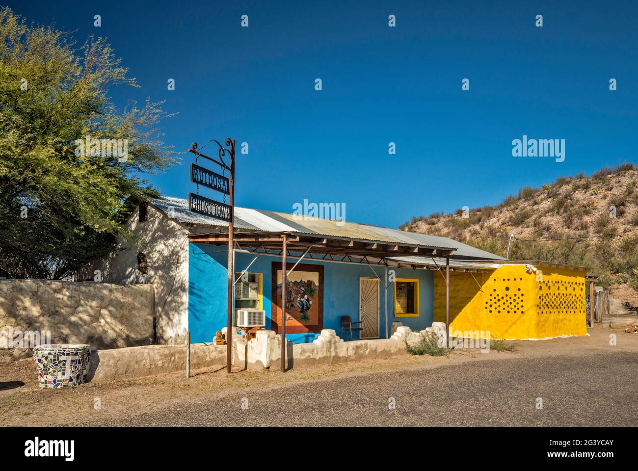 Shop in village of Ruidosa, Big Bend Country, Texas, USA Stock Photo