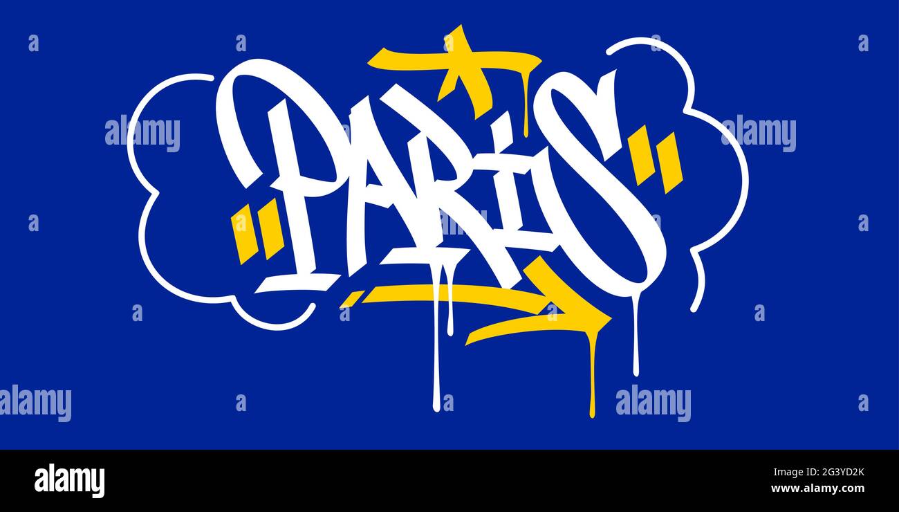 Paris Abstract Hip Hop Urban Hand Written Graffiti Style Vector Illustration Calligraphy Art Stock Vector