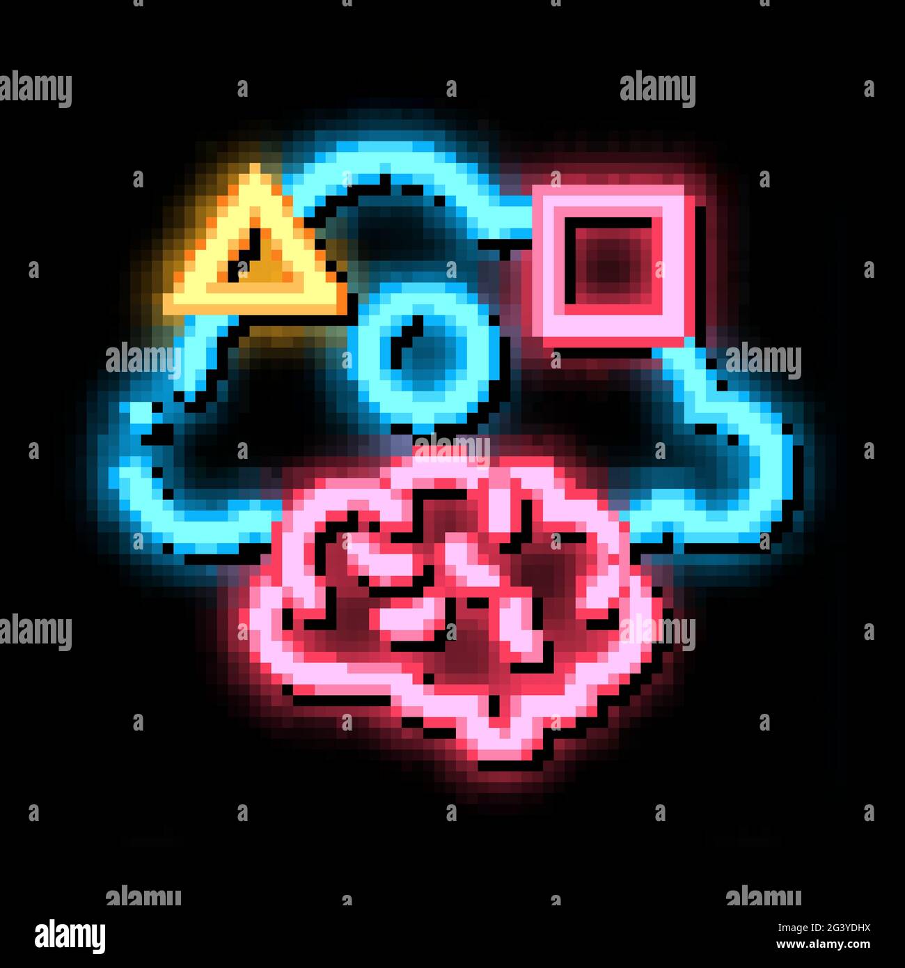 dementia brain figures neon glow icon illustration Stock Vector Image ...