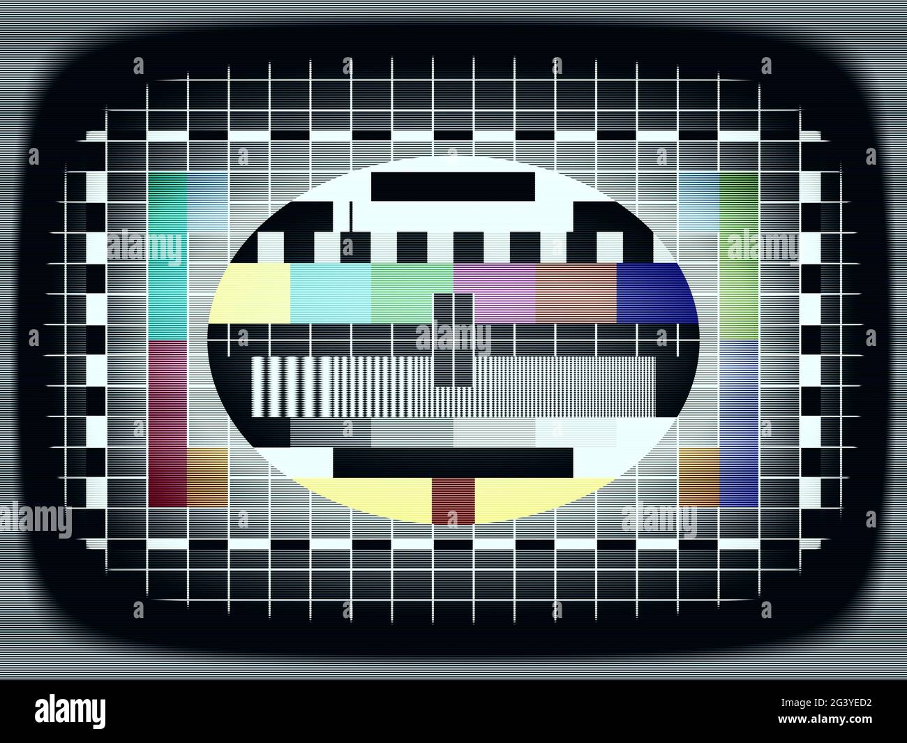 Television test picture with scan lines Stock Photo