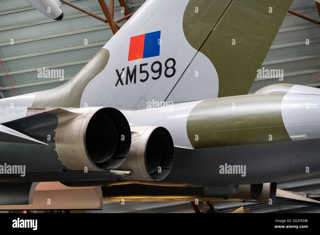 Vulcan Jet Tail Pipes and Registration Number, RAF Museum, Cosford Stock Photo