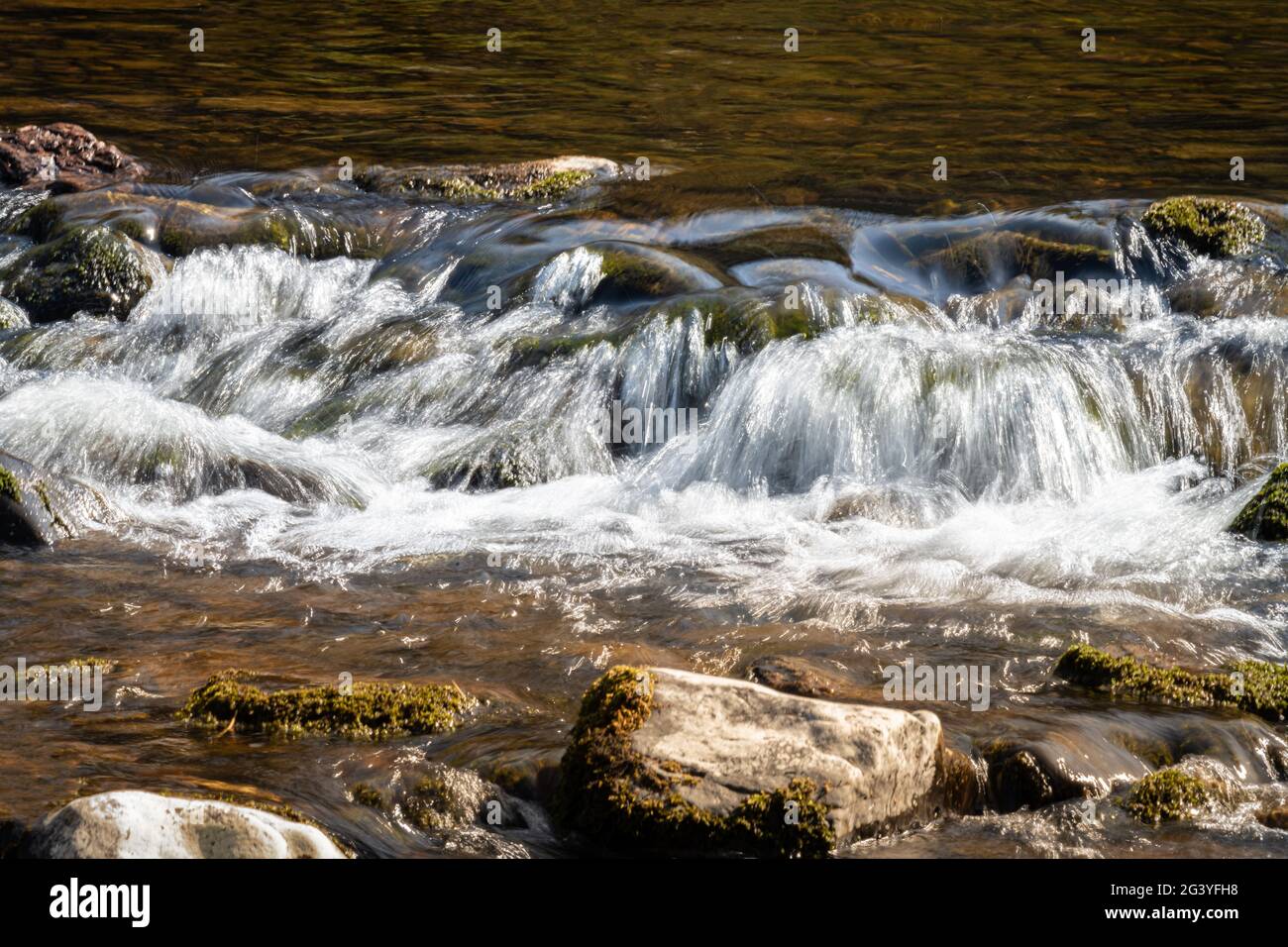 Gushing Water, Teviot River, Scotland Stock Photo