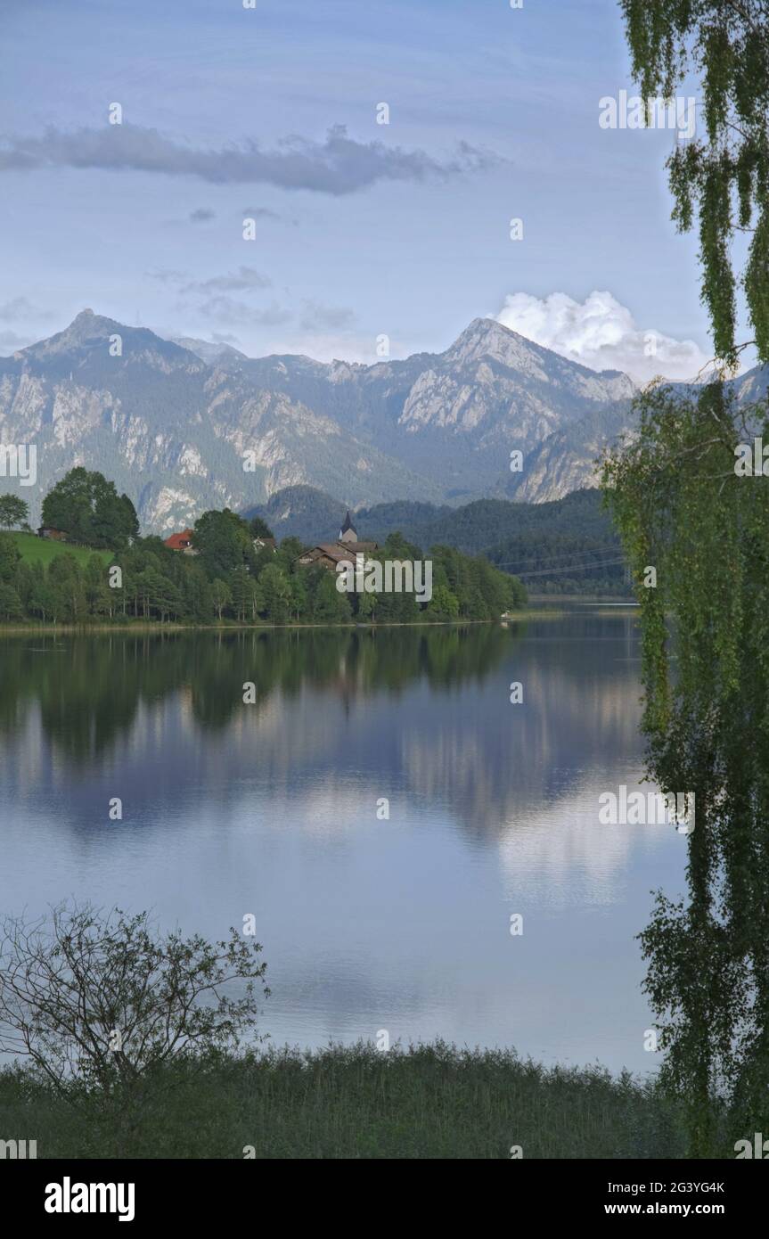 Lake in the alps in the evening Stock Photo