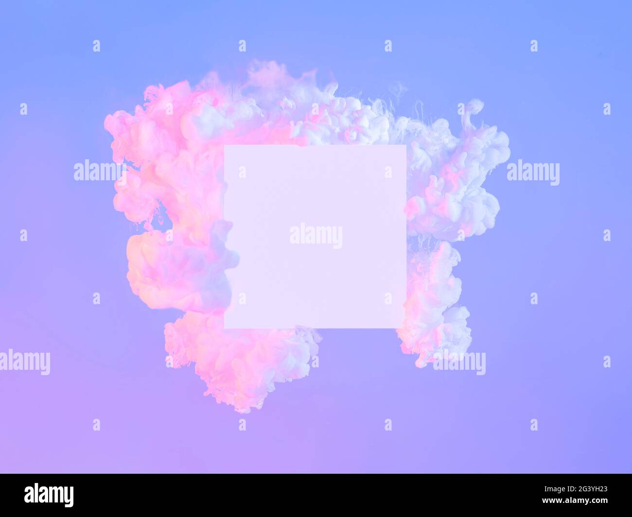 White square in neon clouds, copy space. Abstract Stock Photo