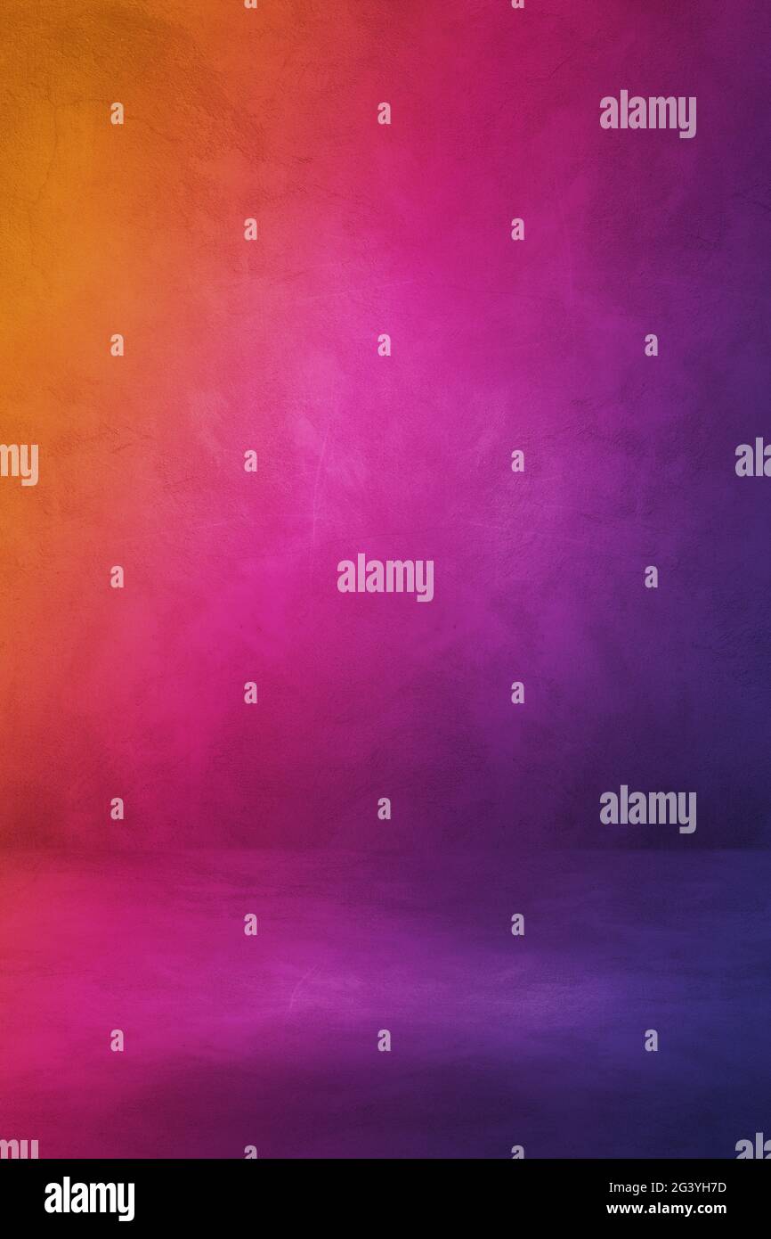 Empty Dark colorful concrete interior background Stock Photo