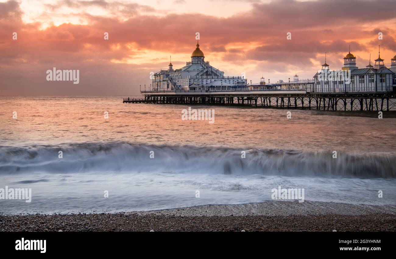 Sunrise, Eastbourne Pier, Sussex, England Stock Photo