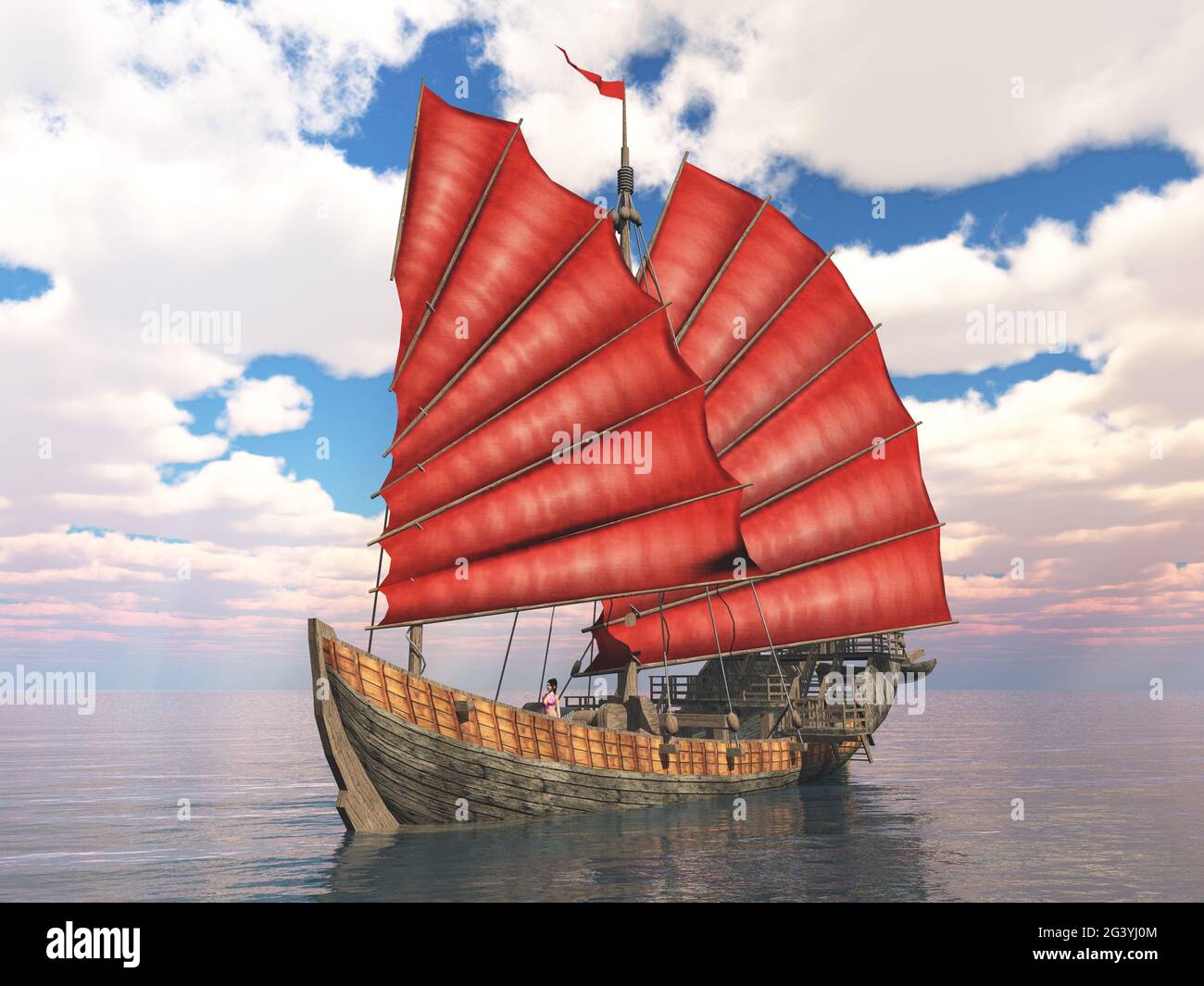 Chinese junk ship in the open sea Stock Photo Alamy