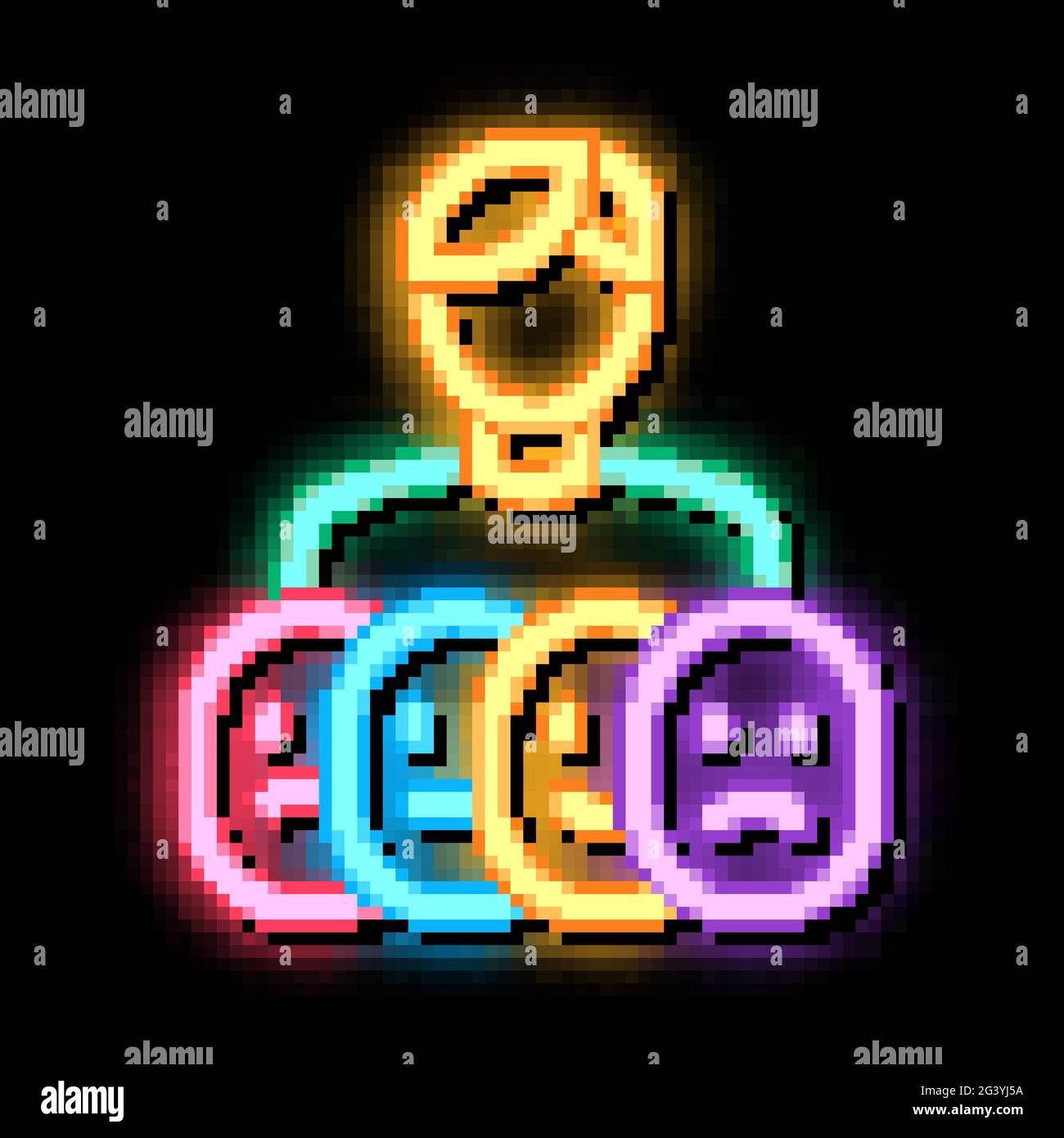 human deepfake many faces neon glow icon illustration Stock Vector ...