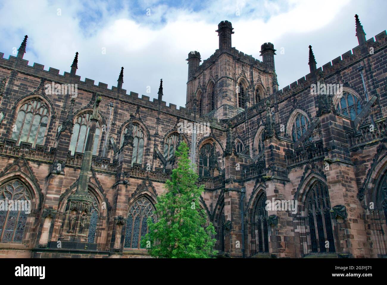 10 June 2021 - Chester UK: View of Chester Cathedral Stock Photo