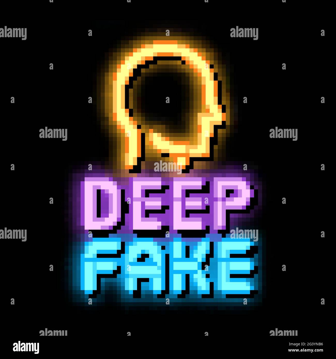 deepfake human face neon glow icon illustration Stock Vector Image ...