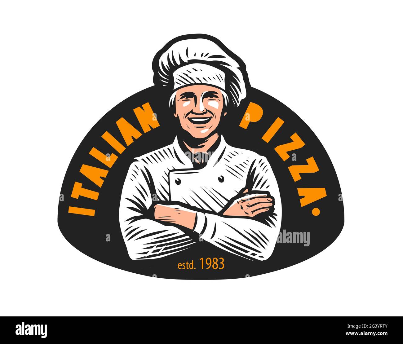 Pizza Logo Emblem For Fast Food Restaurant Pizzeria Cafe Vector Illustration Stock Vector