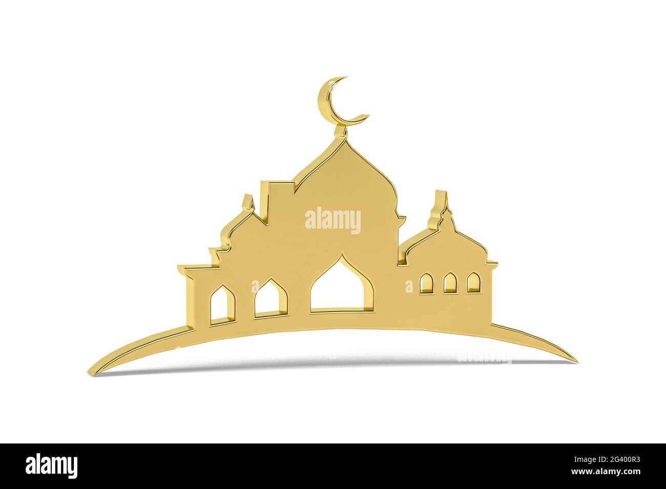 Golden 3d Mosque Icon Isolated On White Background 3d Render Stock Photo Alamy