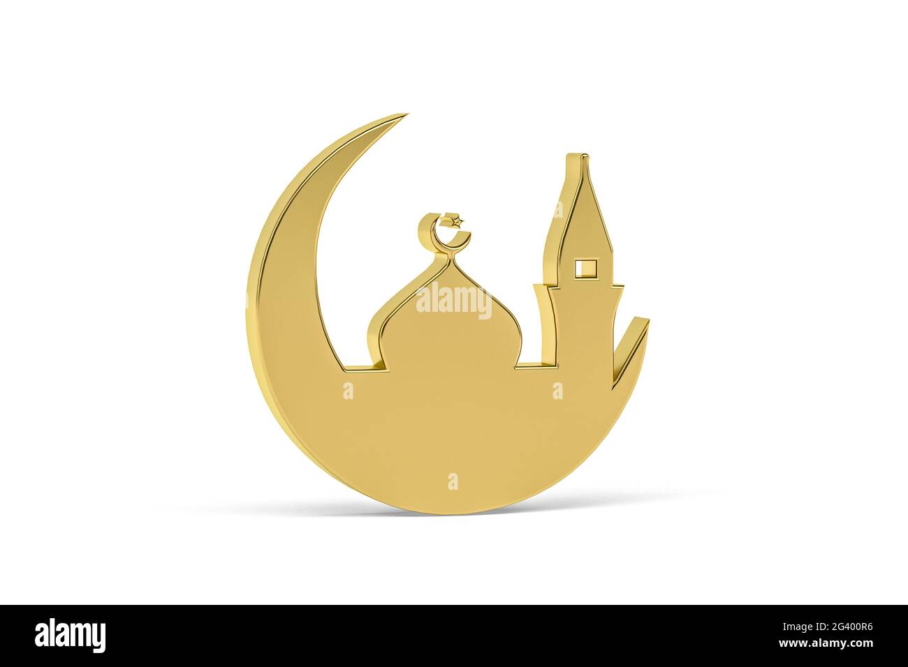 Golden 3d mosque icon isolated on white background - 3d render Stock ...