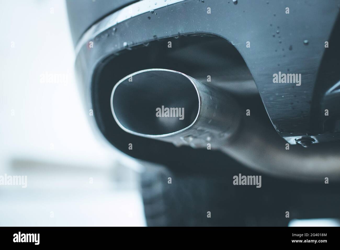 Powerful car with exhaust pipe, pollution and fine dust Stock Photo Alamy