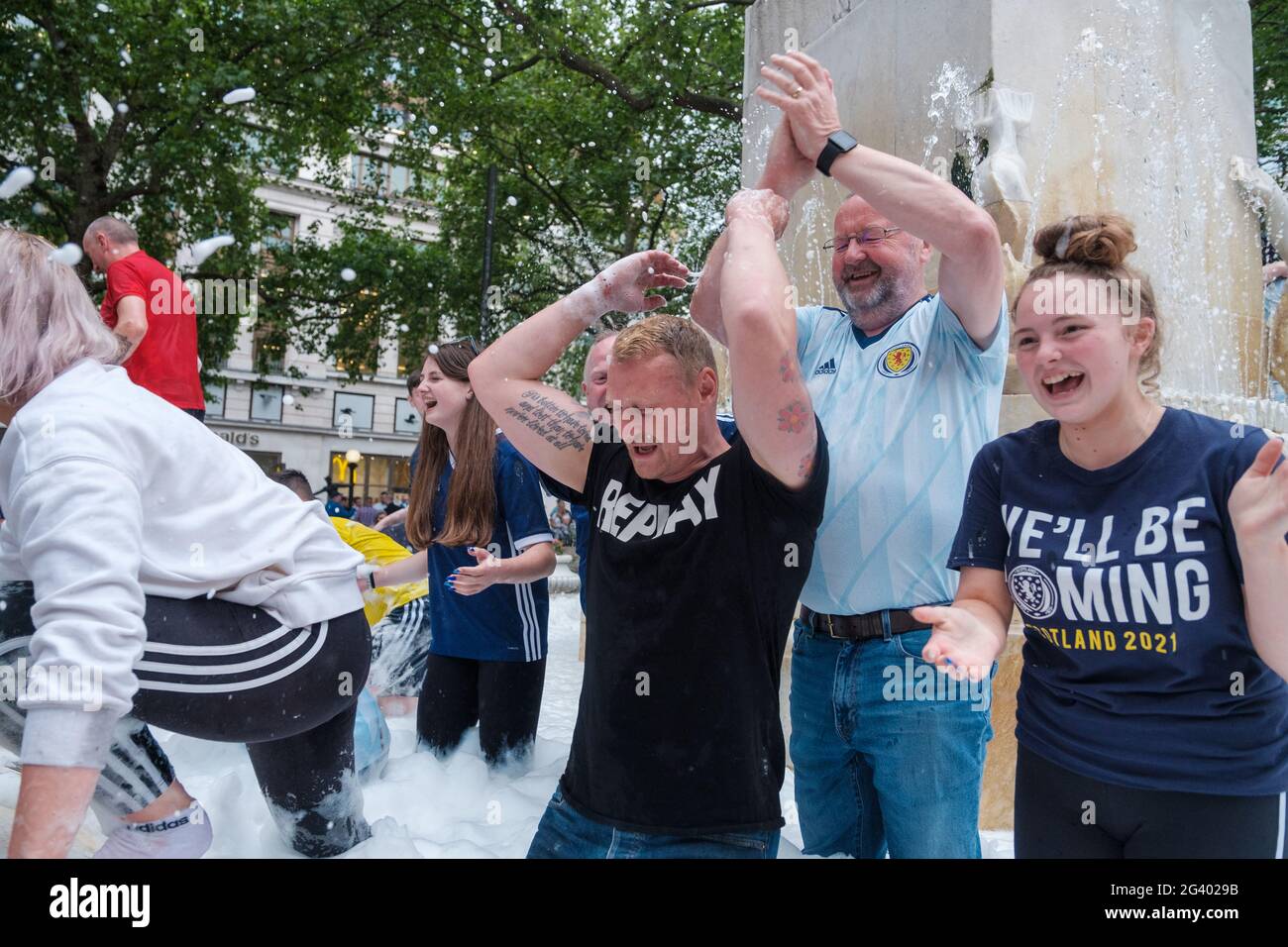 Scottish Fans & The Tartan Army came down to London to support their National Team against their match with England on Friday Stock Photo