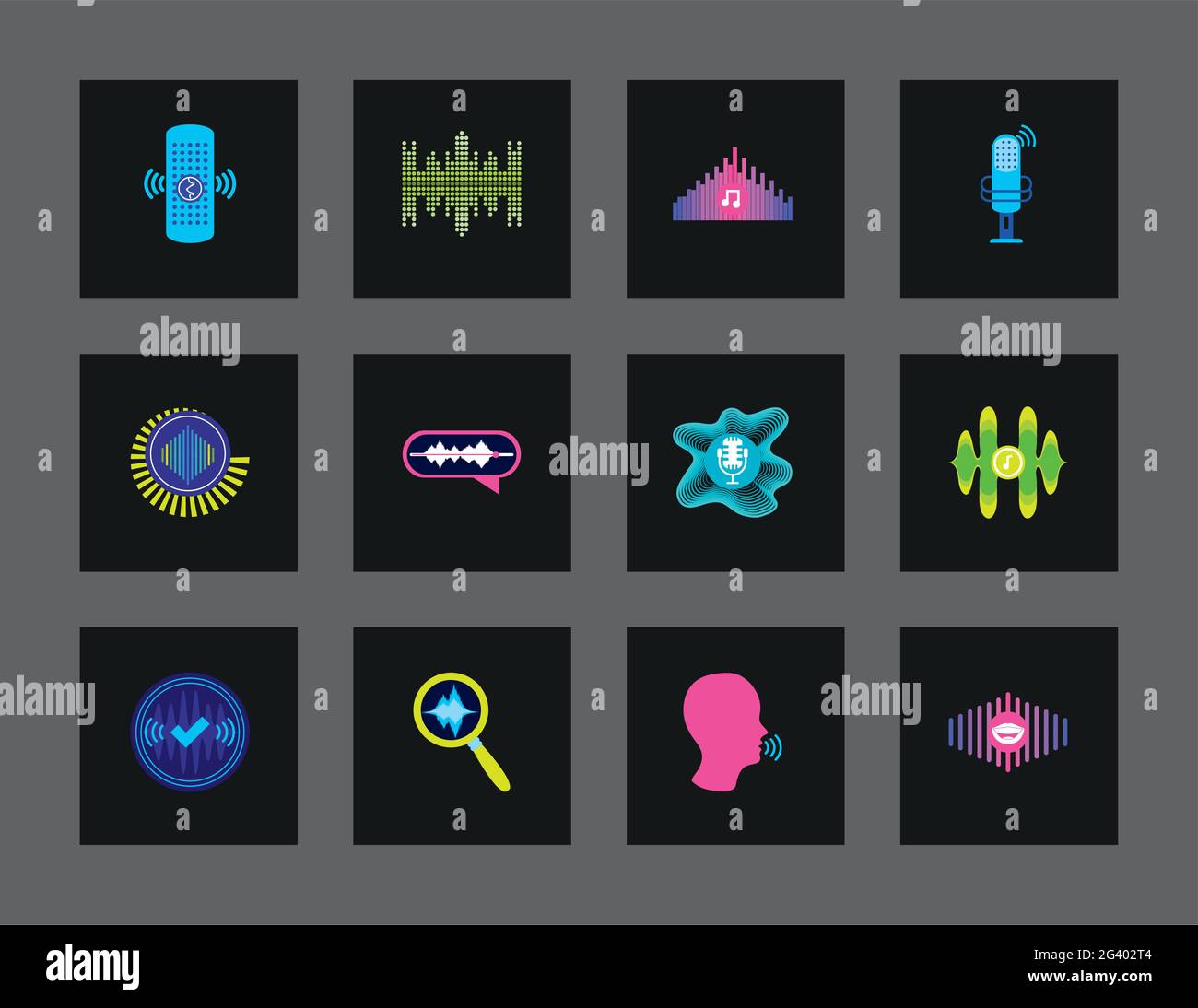 voice recognition icons Stock Vector