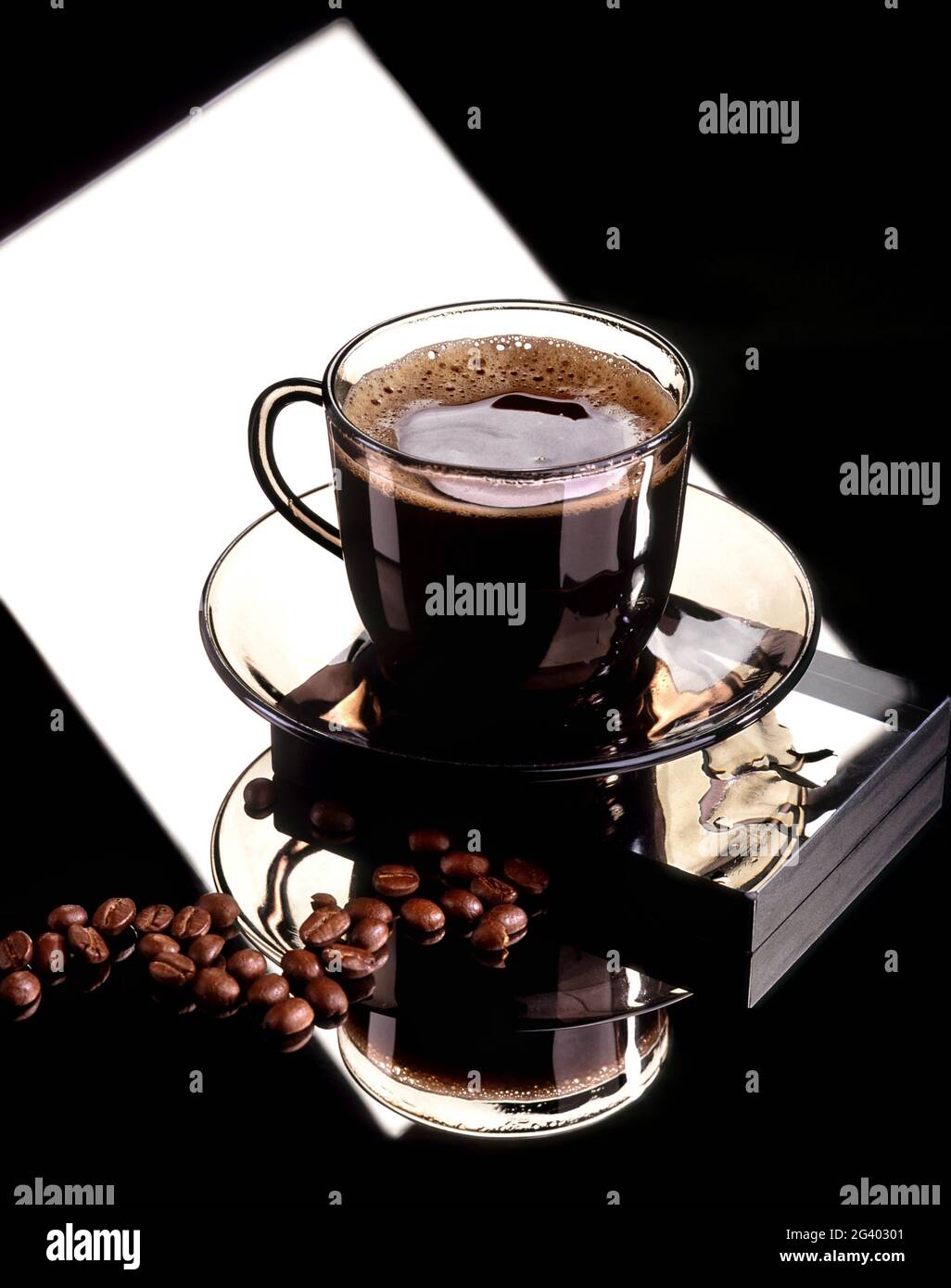 Coffe, Beans And Glass Stock Photo