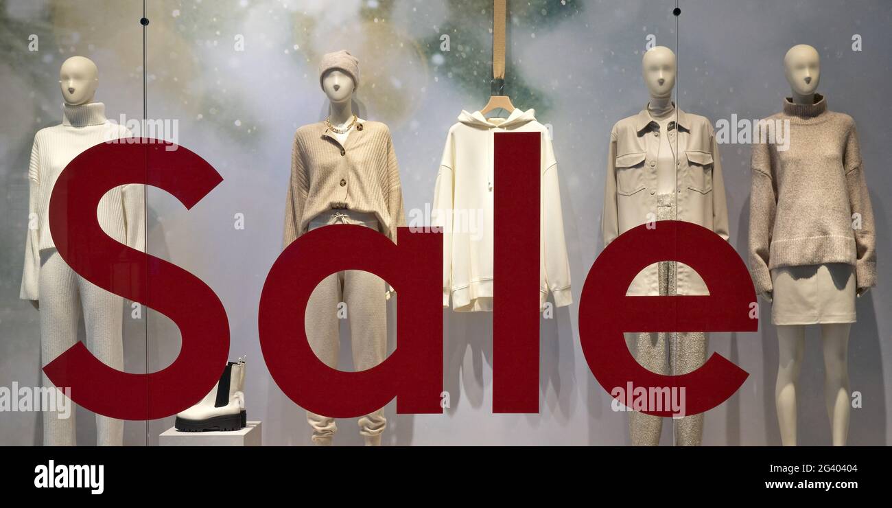 Shop window of a clothing store with the label Sale, CentrO, Oberhausen,  Ruhr area, Germany, Europe Stock Photo - Alamy