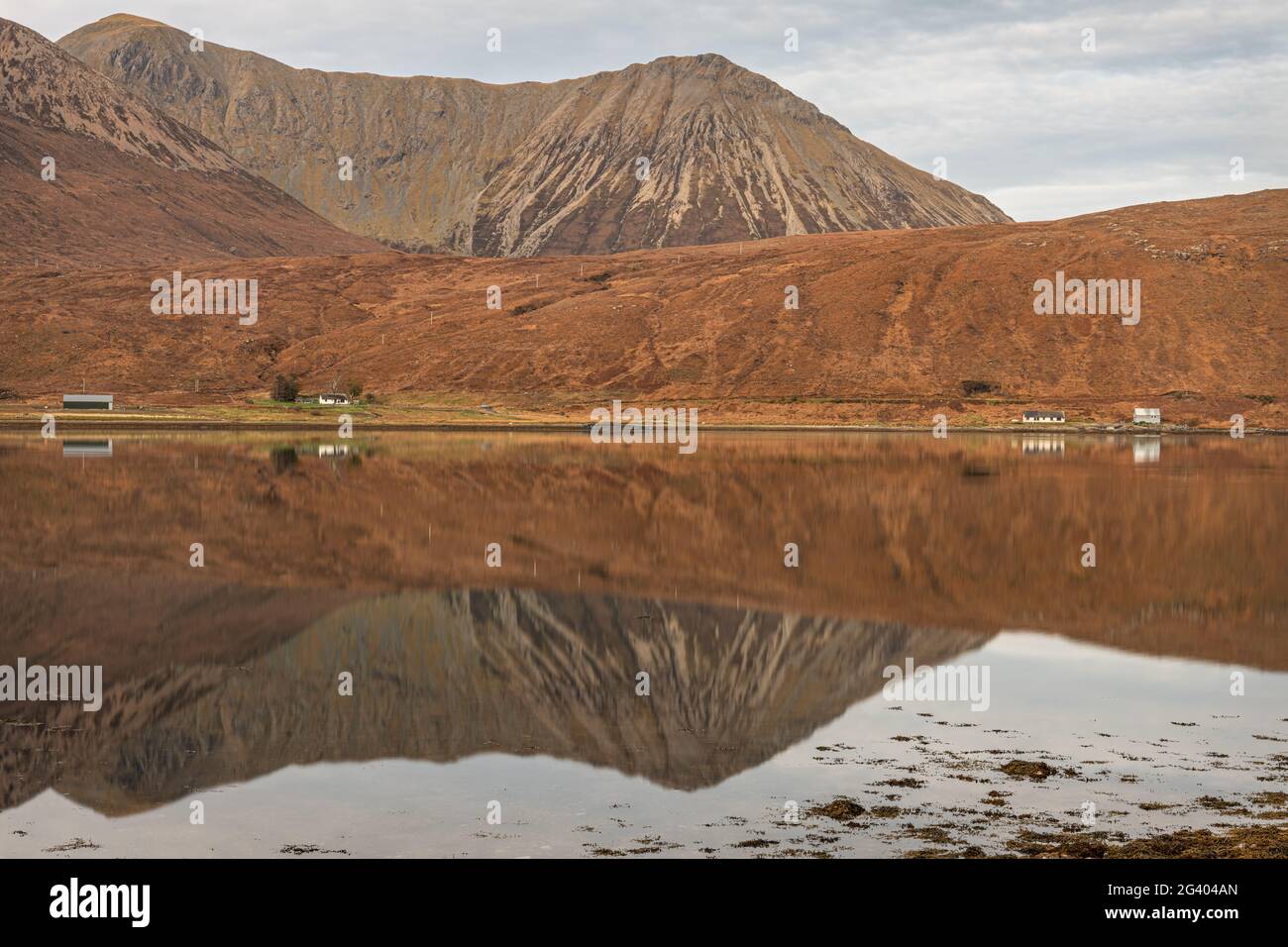 Autumn Reflections in Loch Ainort, Isle of Skye, Scotland Stock Photo