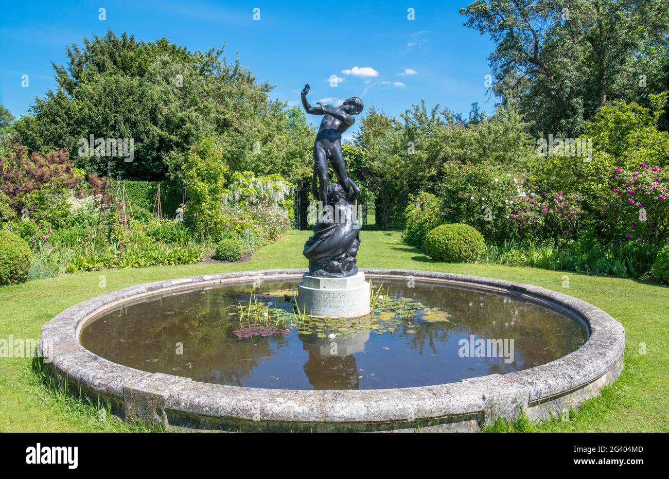 Hylas and Nymph Statue by Henry Pengram sculptor Secret Garden Regents Park London Stock Photo