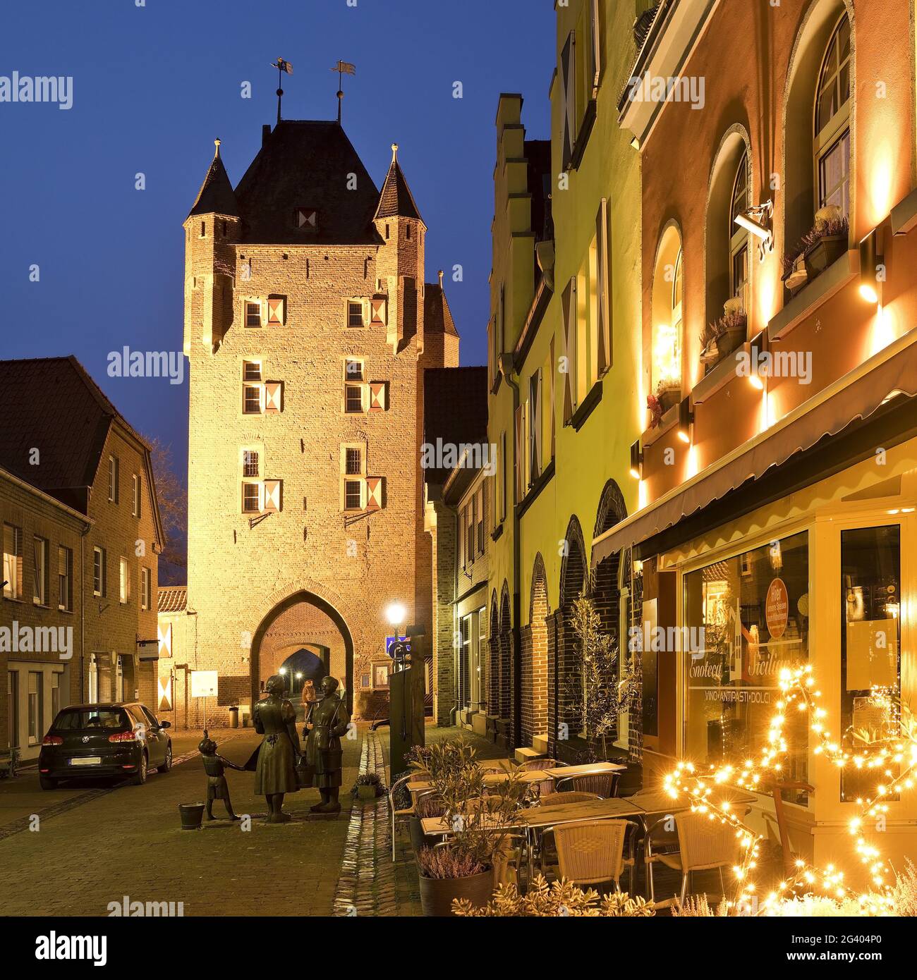 Inner Klever Tor in the evening, Xanten, Lower Rhine, North Rhine-Westphalia, Germany, Europe Stock Photo