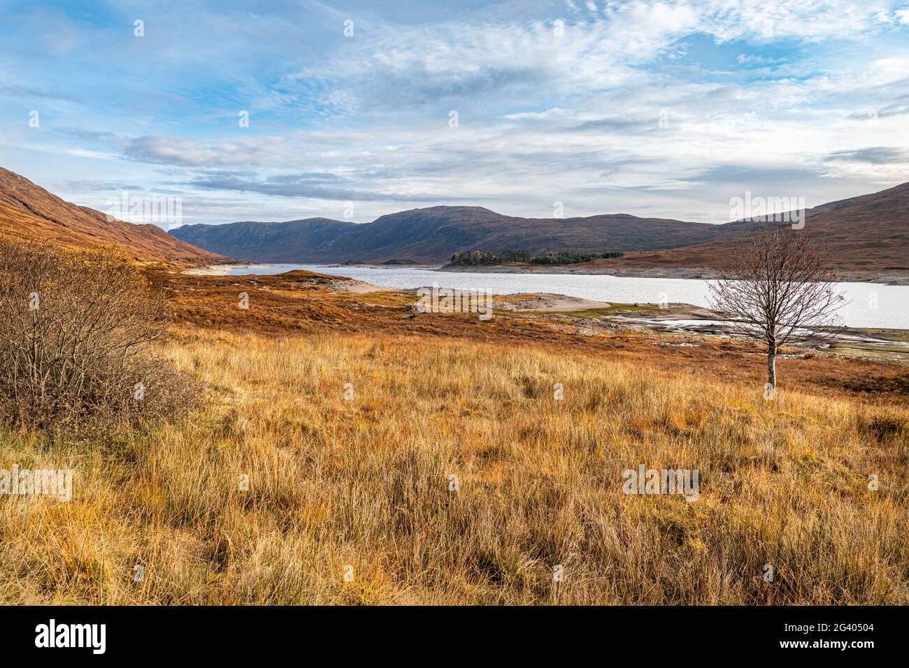 Autumn colours at Loch Cluanie in the Highlands of Scotland Stock Photo